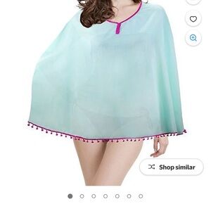 Chic Aqua Swim Cover-Up with Magenta Accents